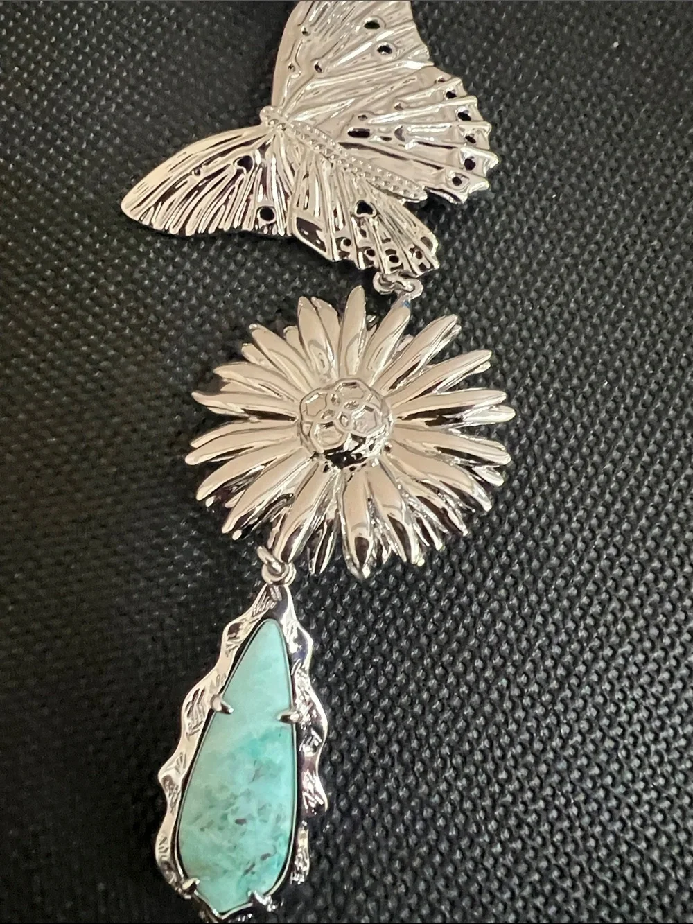 Kendra Scott Silver Butterfly Sunflower Turquoise Drop Bag Charm